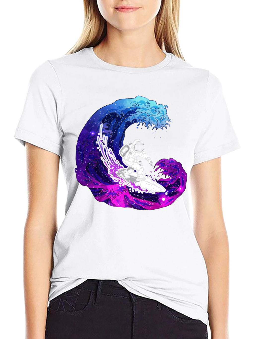 Astronaut Surfing Galaxy Wave T-Shirt