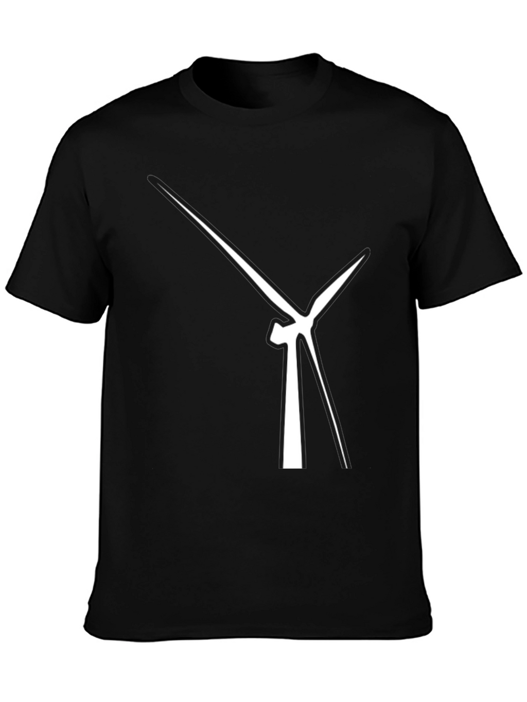 Abstract Wind Turbine Graphic Tee - Modern Black T-Shirt