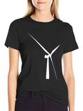 Abstract Wind Turbine Graphic Tee - Modern Black T-Shirt
