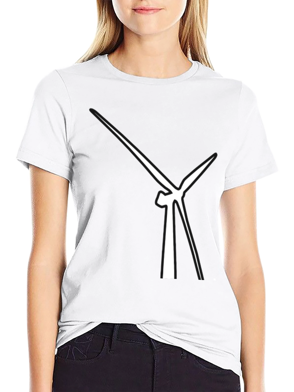 Abstract Wind Turbine Graphic Tee - Modern Black T-Shirt