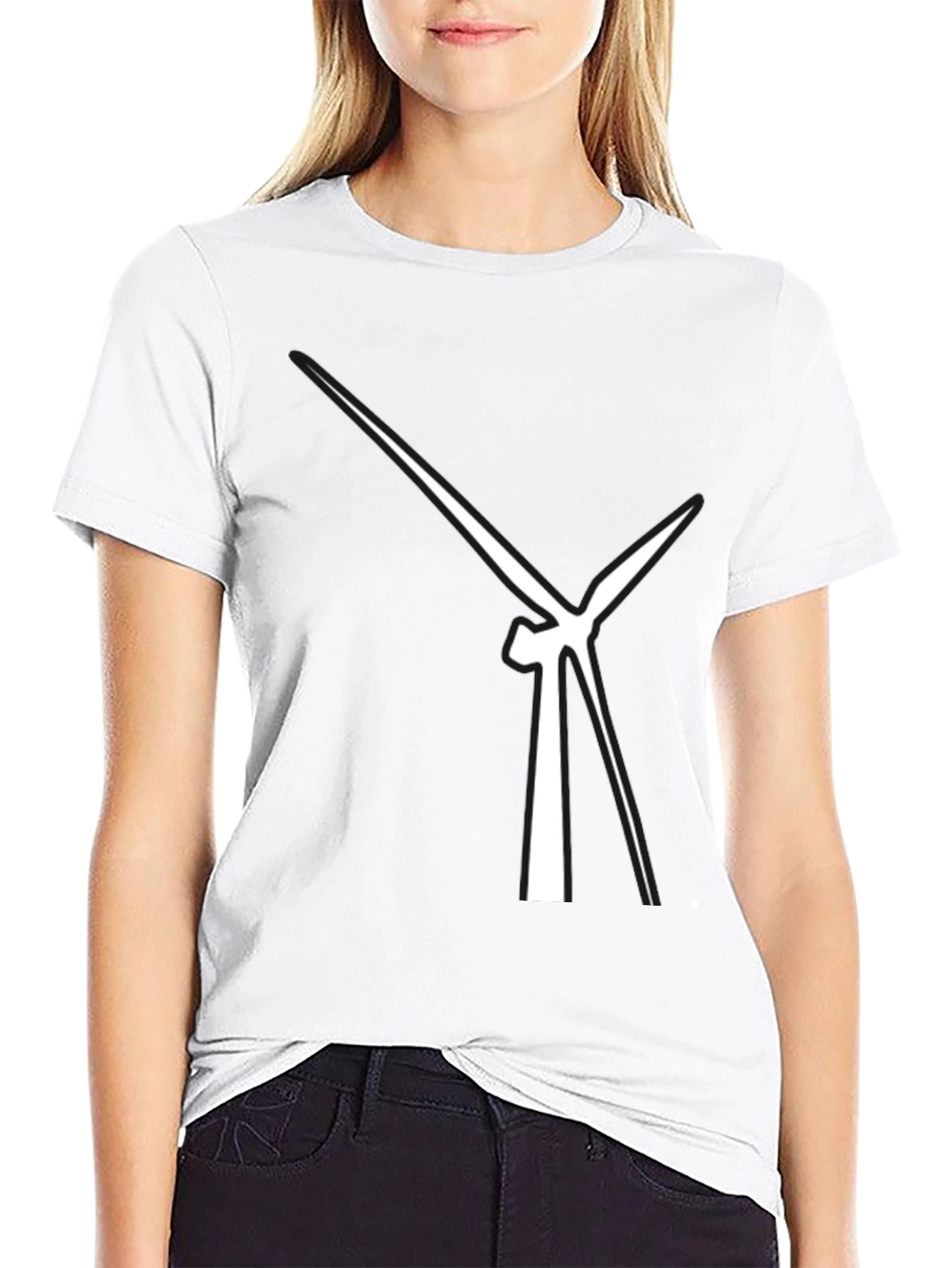 Abstract Wind Turbine Graphic Tee - Modern Black T-Shirt