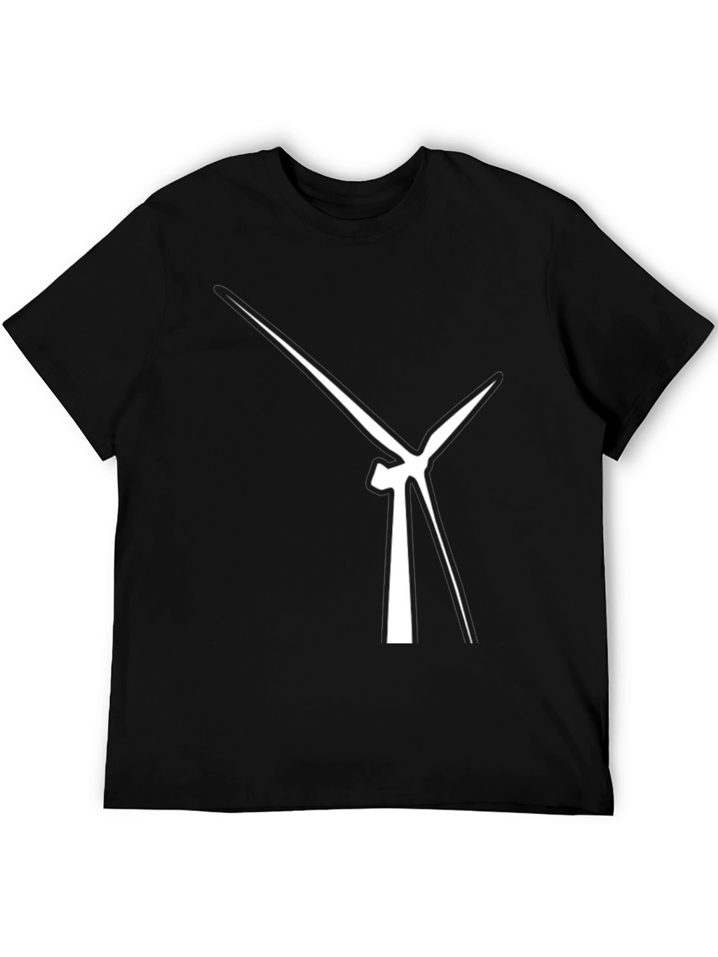 Abstract Wind Turbine Graphic Tee - Modern Black T-Shirt