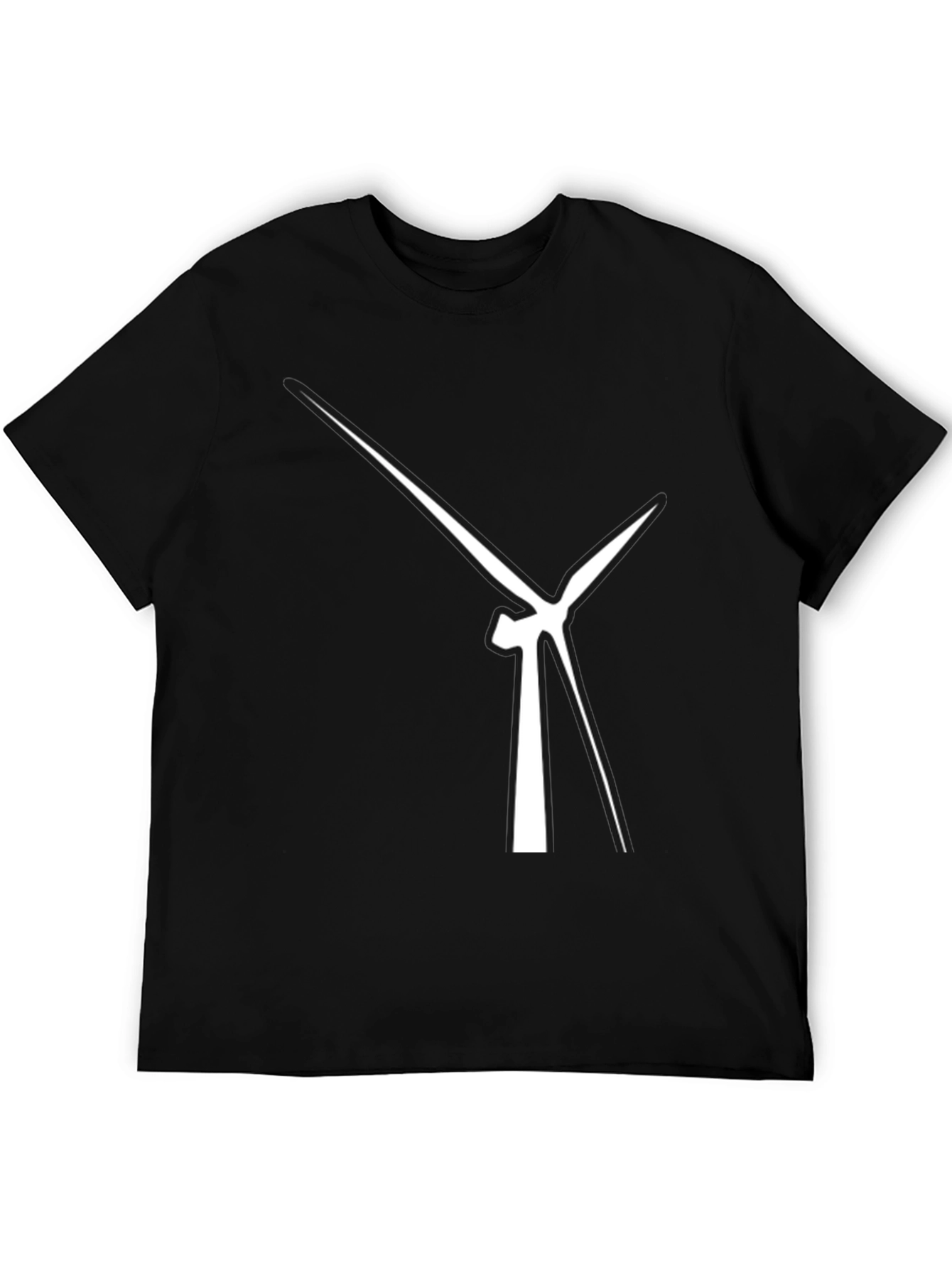 Abstract Wind Turbine Graphic Tee - Modern Black T-Shirt