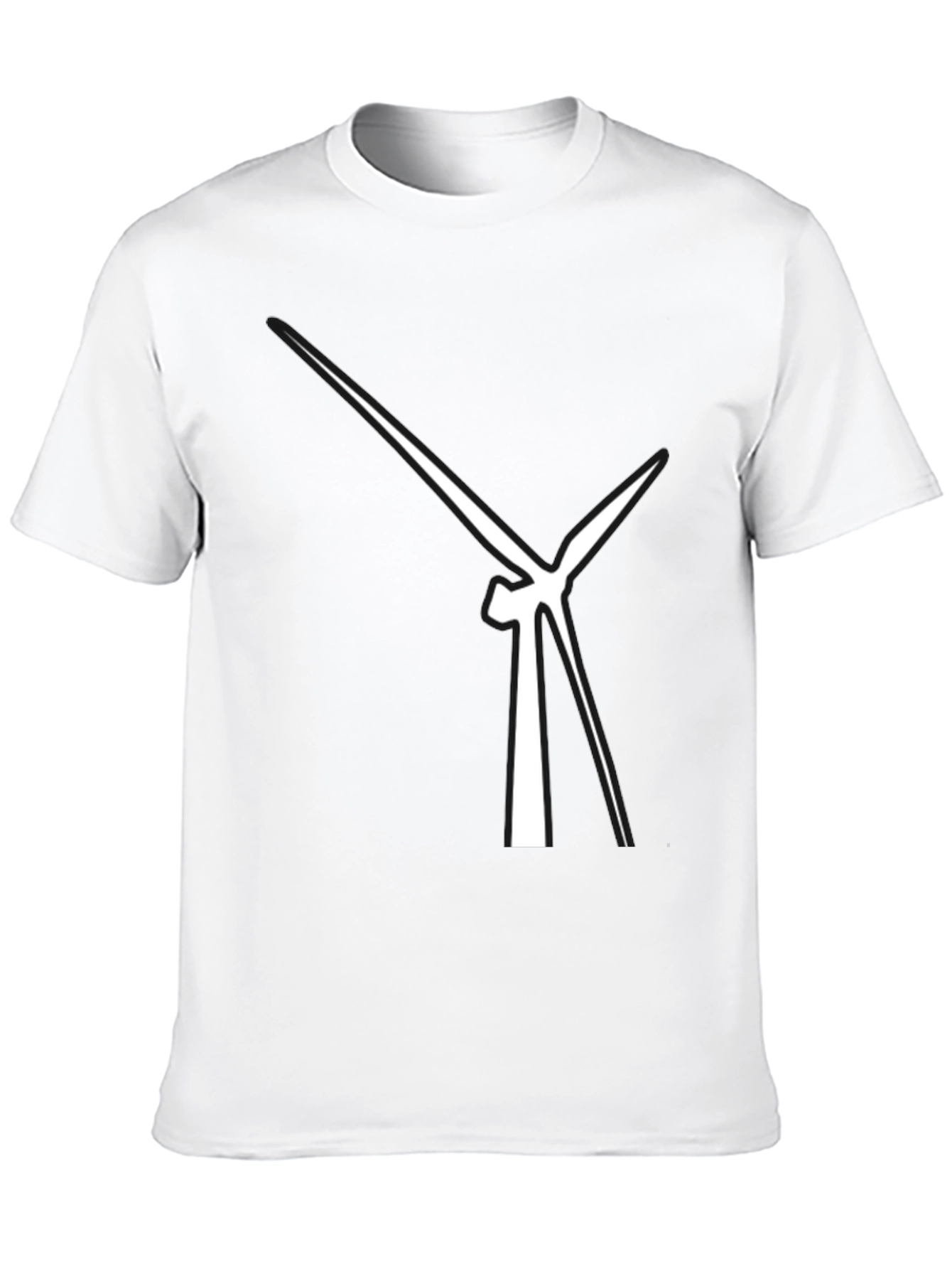 Abstract Wind Turbine Graphic Tee - Modern Black T-Shirt
