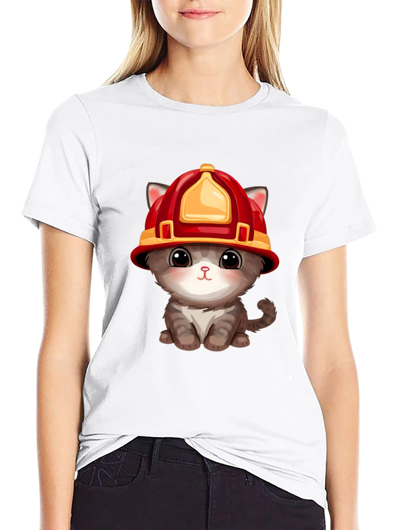 Firefighter Kitten T-Shirt - Cute Rescue Cat Tee
