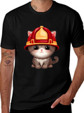 Firefighter Kitten T-Shirt - Cute Rescue Cat Tee