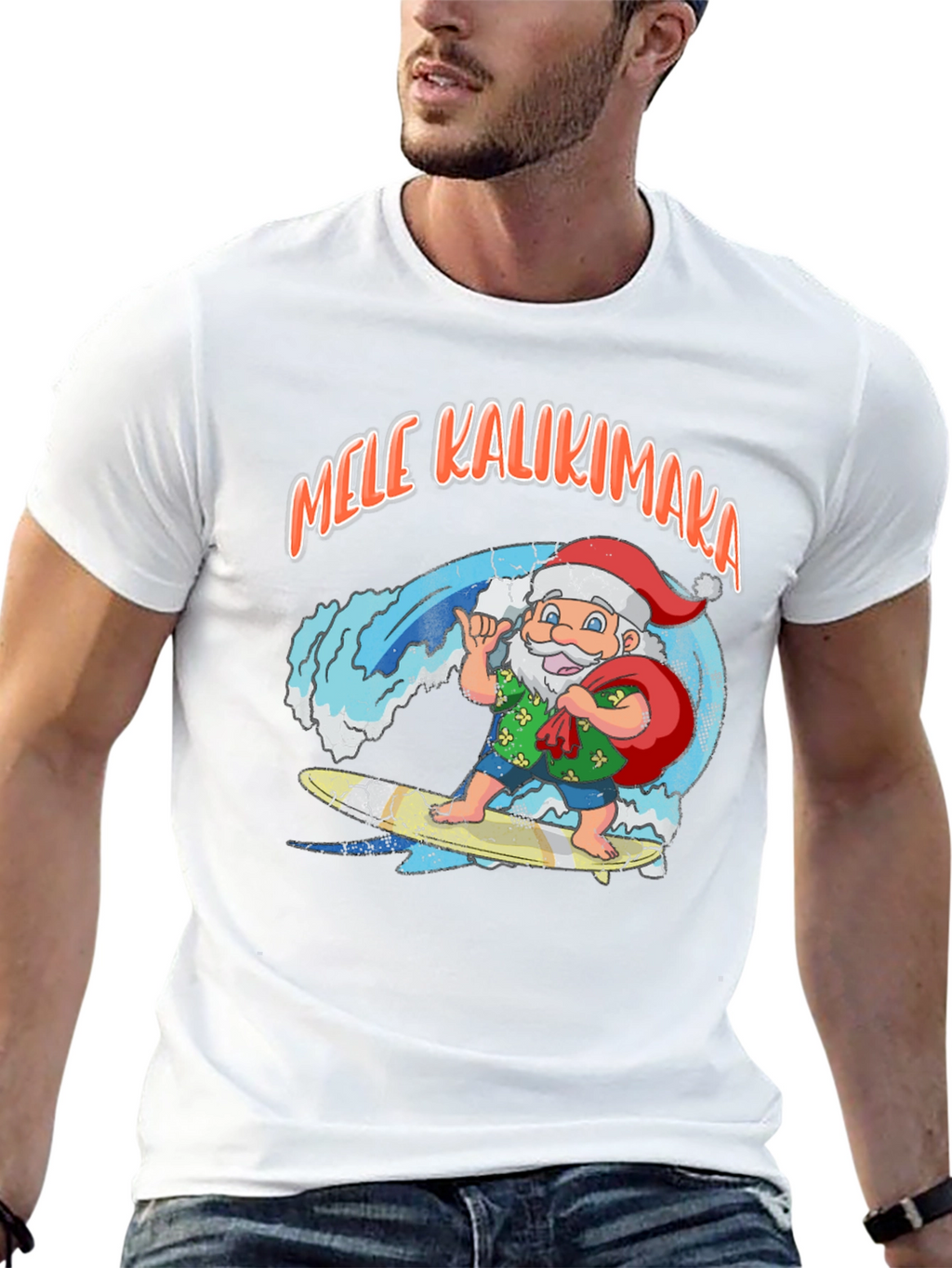 Mele Kalikimaka Santa Surf T-Shirt