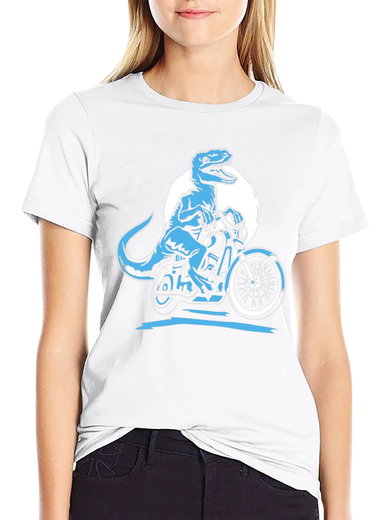 Dino Rider Graphic Tee - Black Cotton T-Shirt