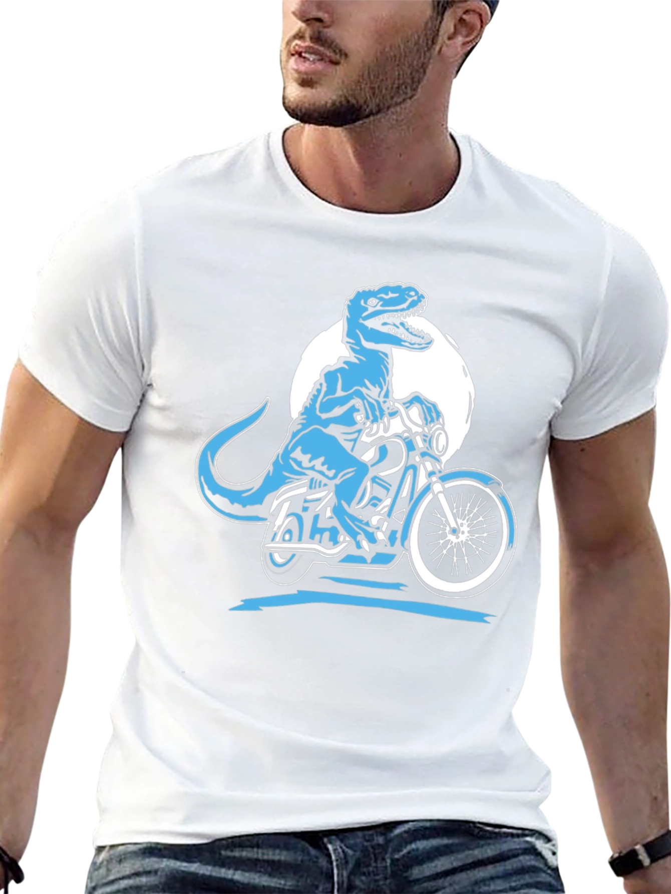 Dino Rider Graphic Tee - Black Cotton T-Shirt