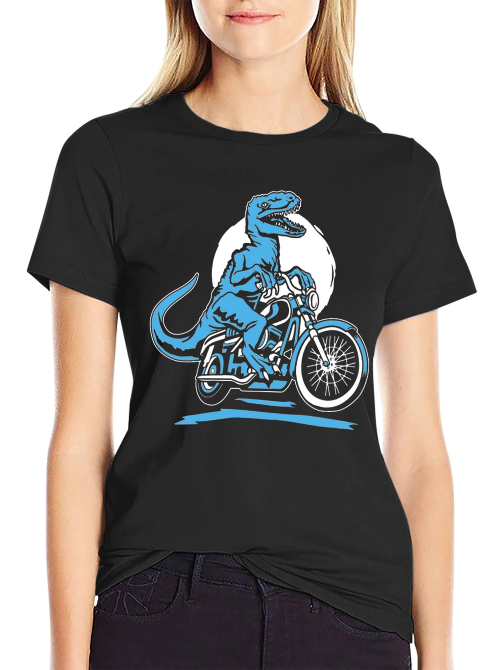 Dino Rider Graphic Tee - Black Cotton T-Shirt