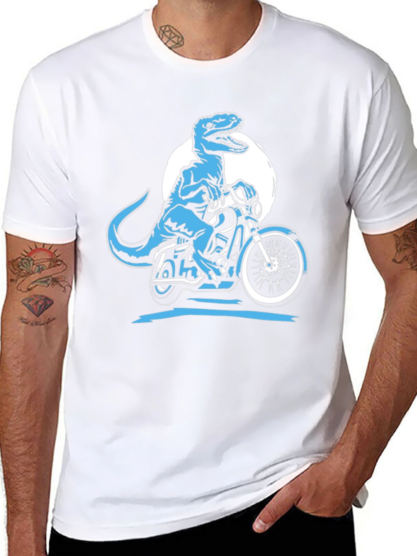 Dino Rider Graphic Tee - Black Cotton T-Shirt