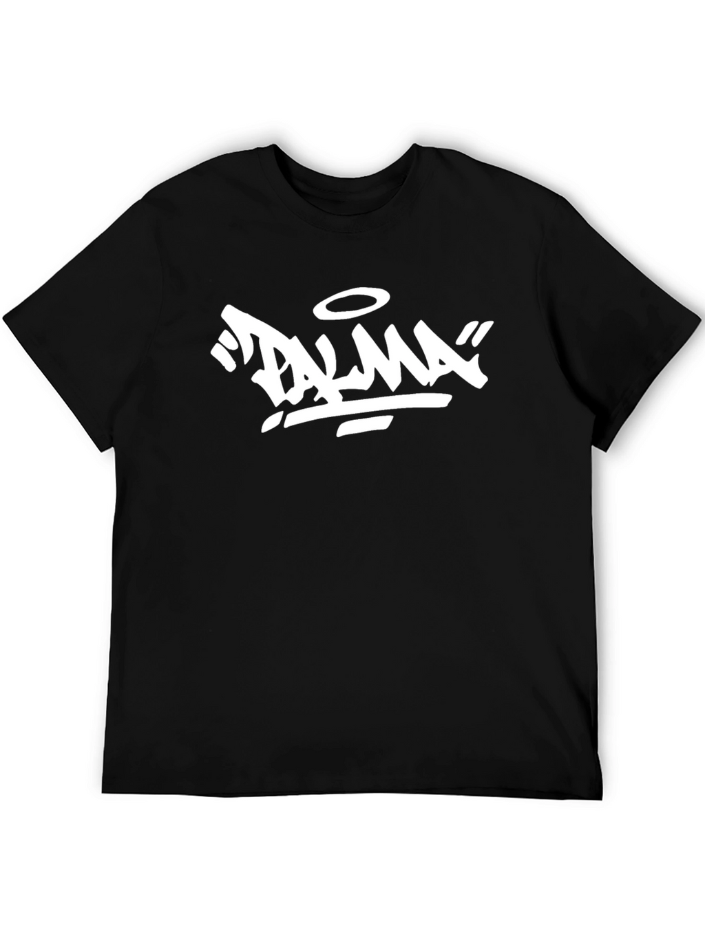 Black T-Shirt with White Palma Graphic