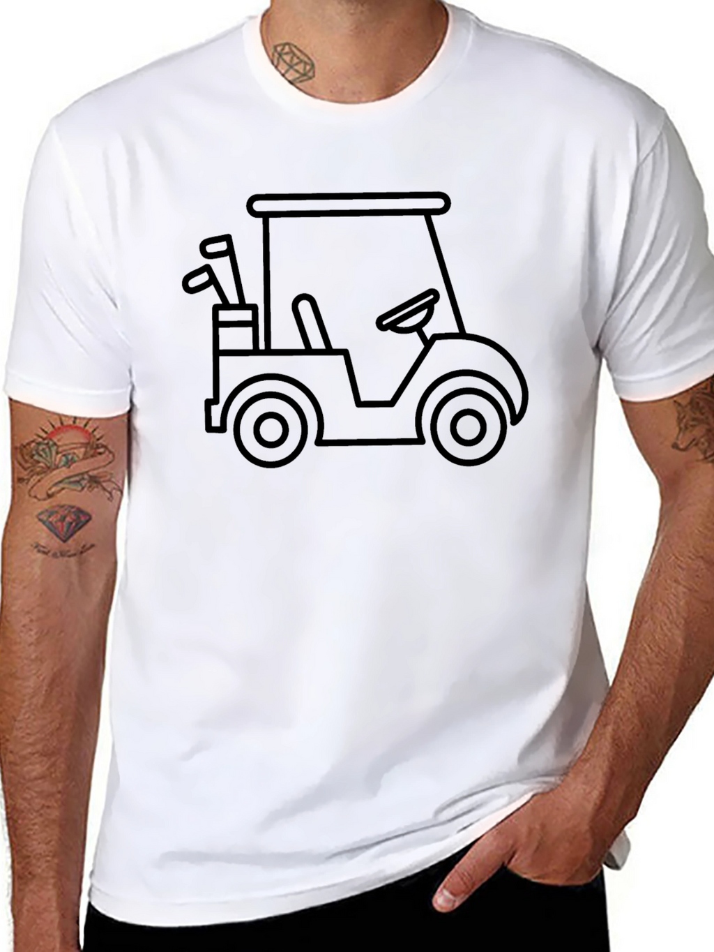 Golf Cart Graphic Tee - Black Cotton T-Shirt