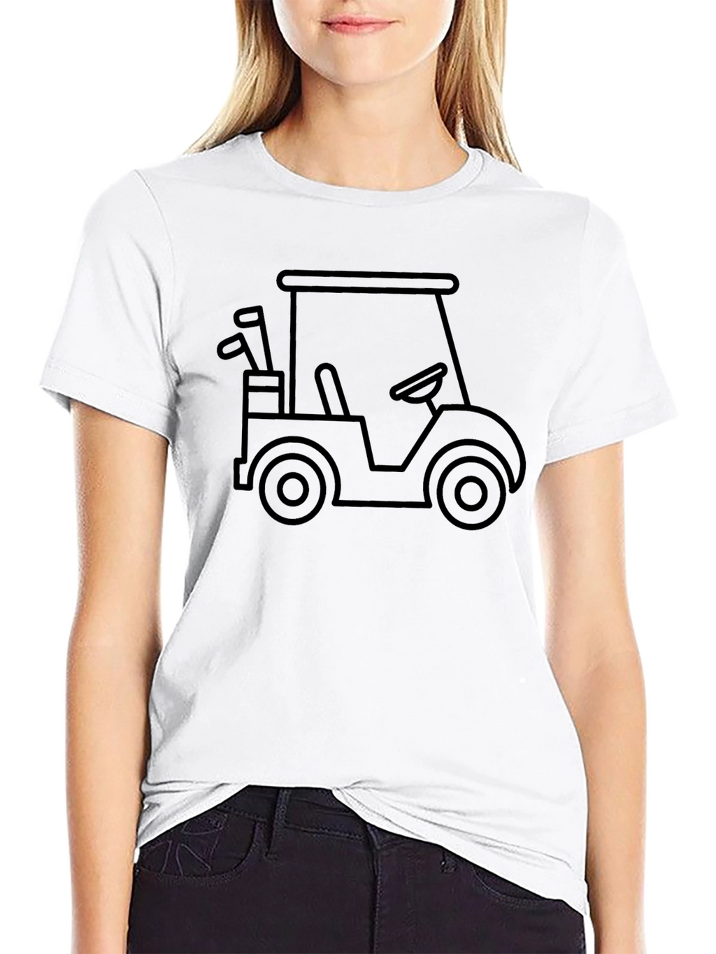 Golf Cart Graphic Tee - Black Cotton T-Shirt