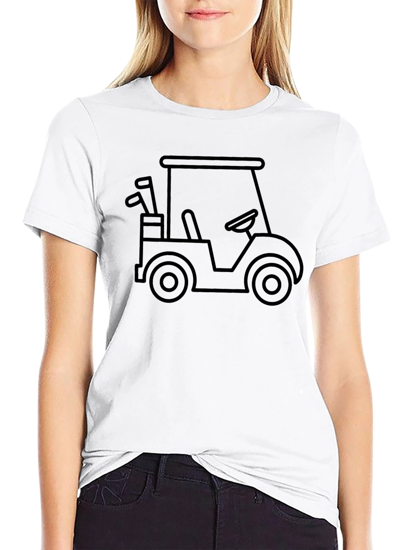Golf Cart Graphic Tee - Black Cotton T-Shirt