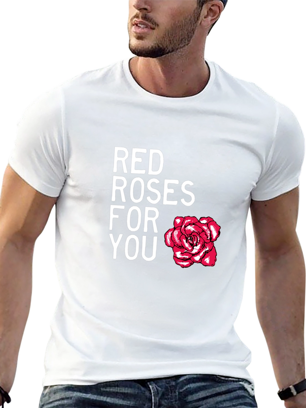 Red Roses For You Black Graphic Tee