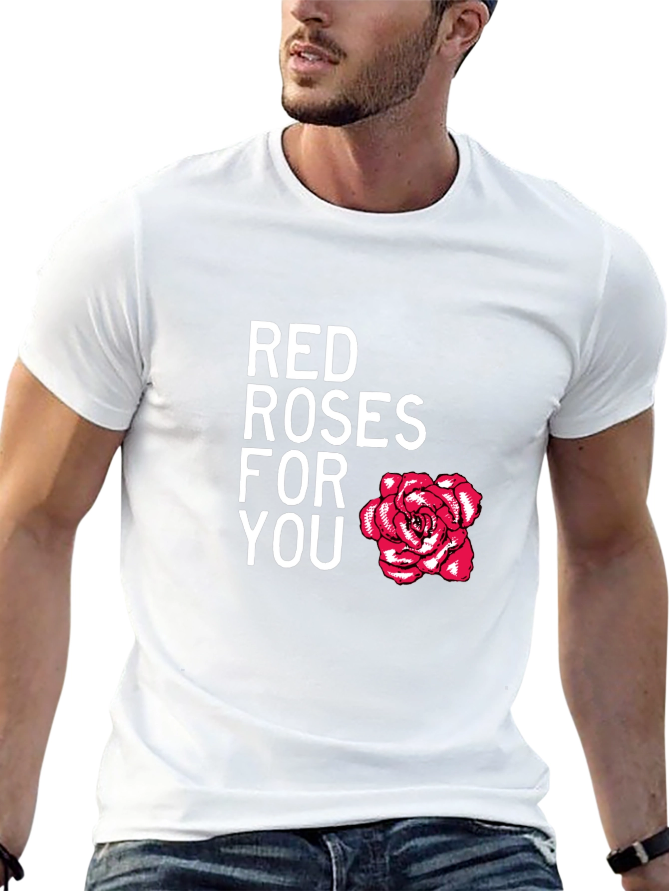 Red Roses For You Black Graphic Tee