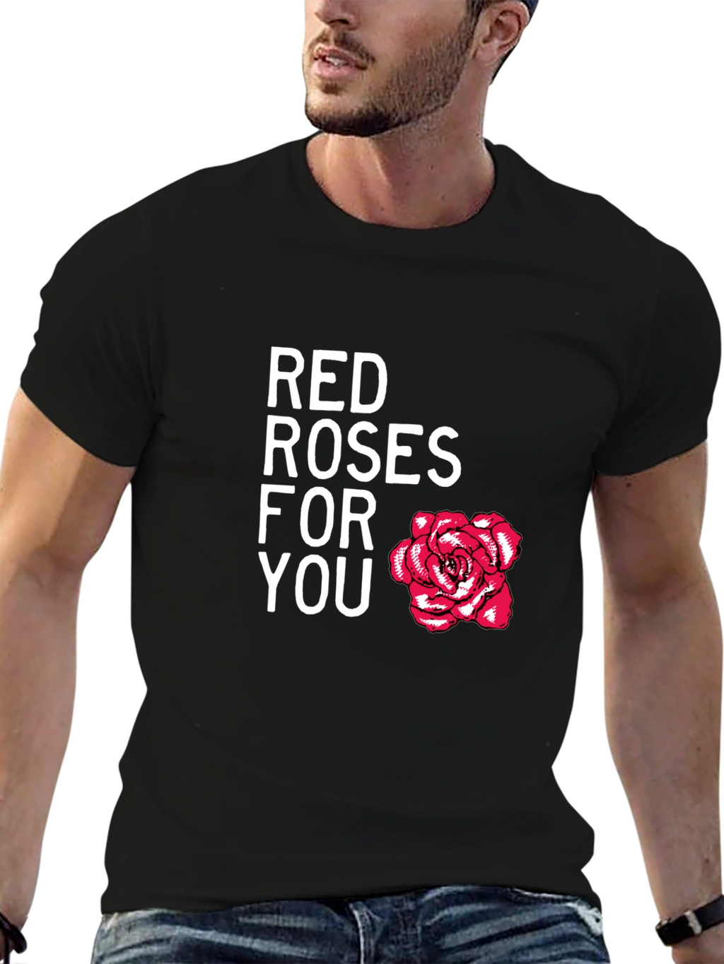 Red Roses For You Black Graphic Tee