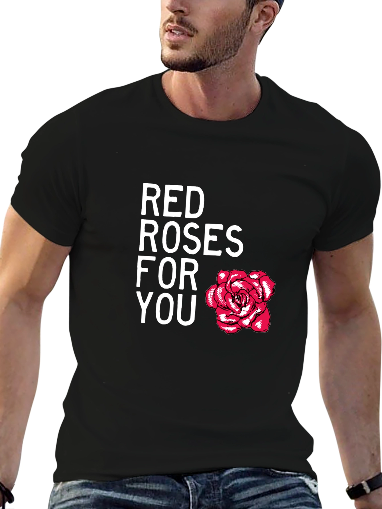 Red Roses For You Black Graphic Tee