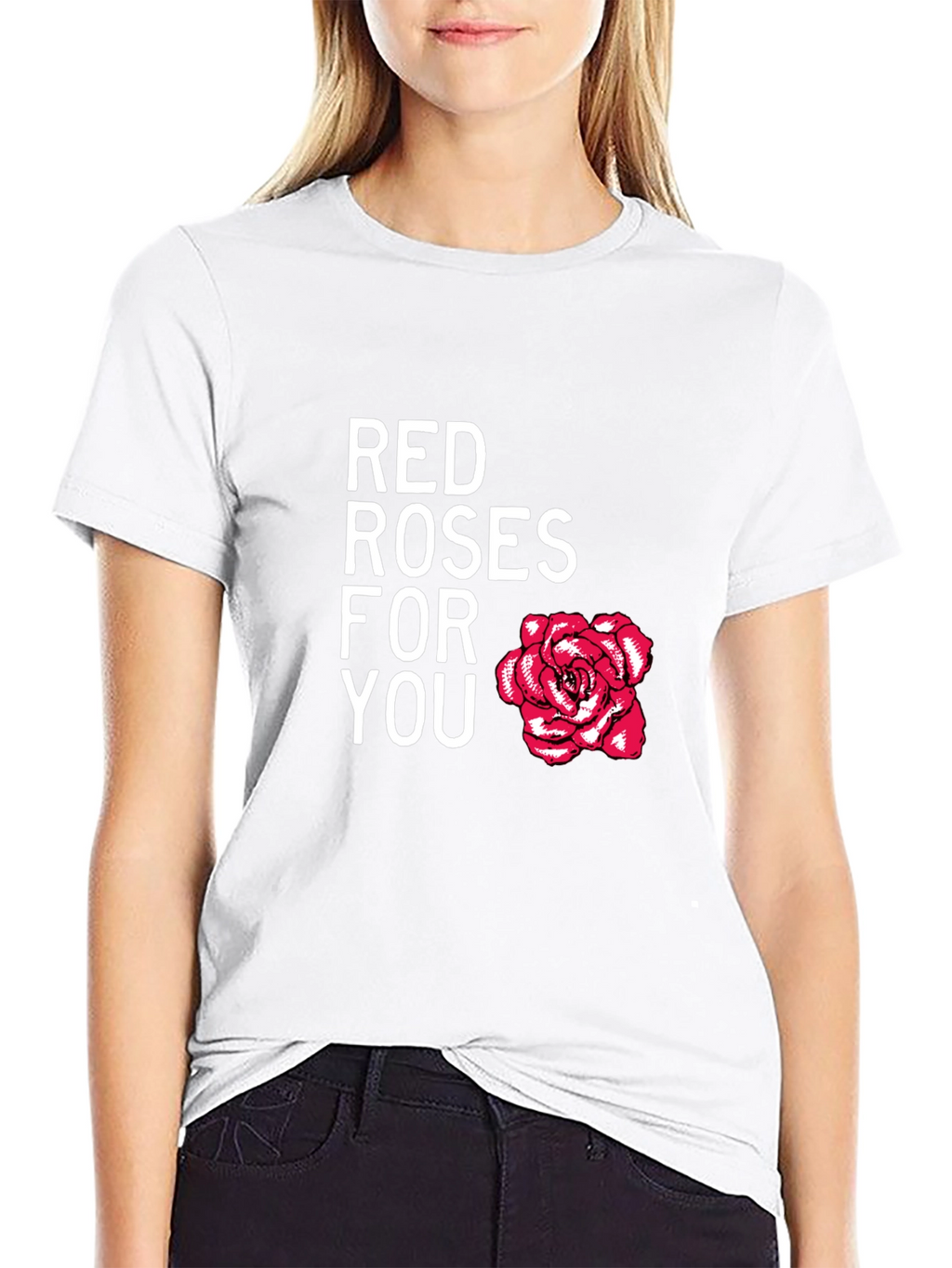 Red Roses For You Black Graphic Tee