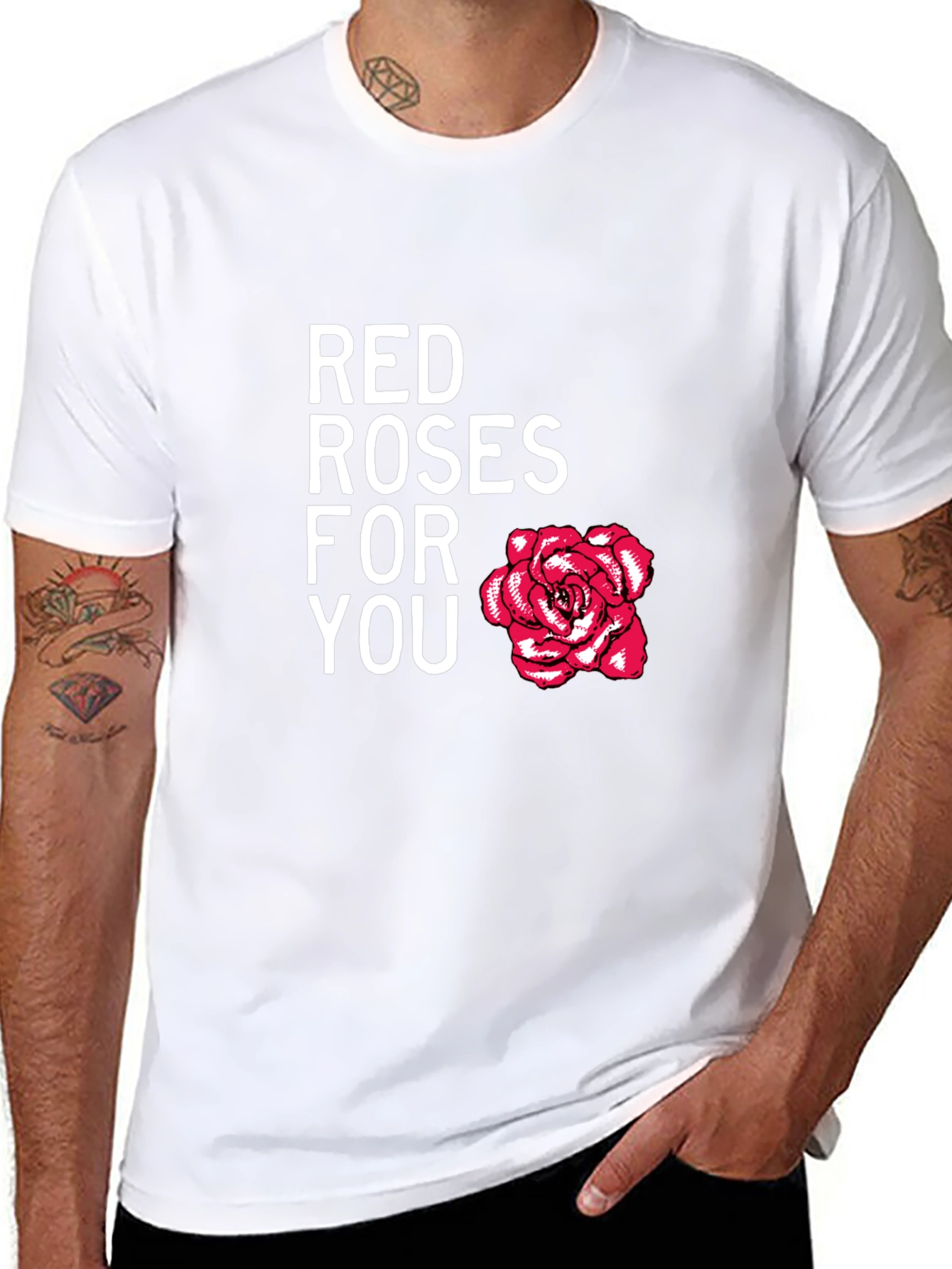 Red Roses For You Black Graphic Tee