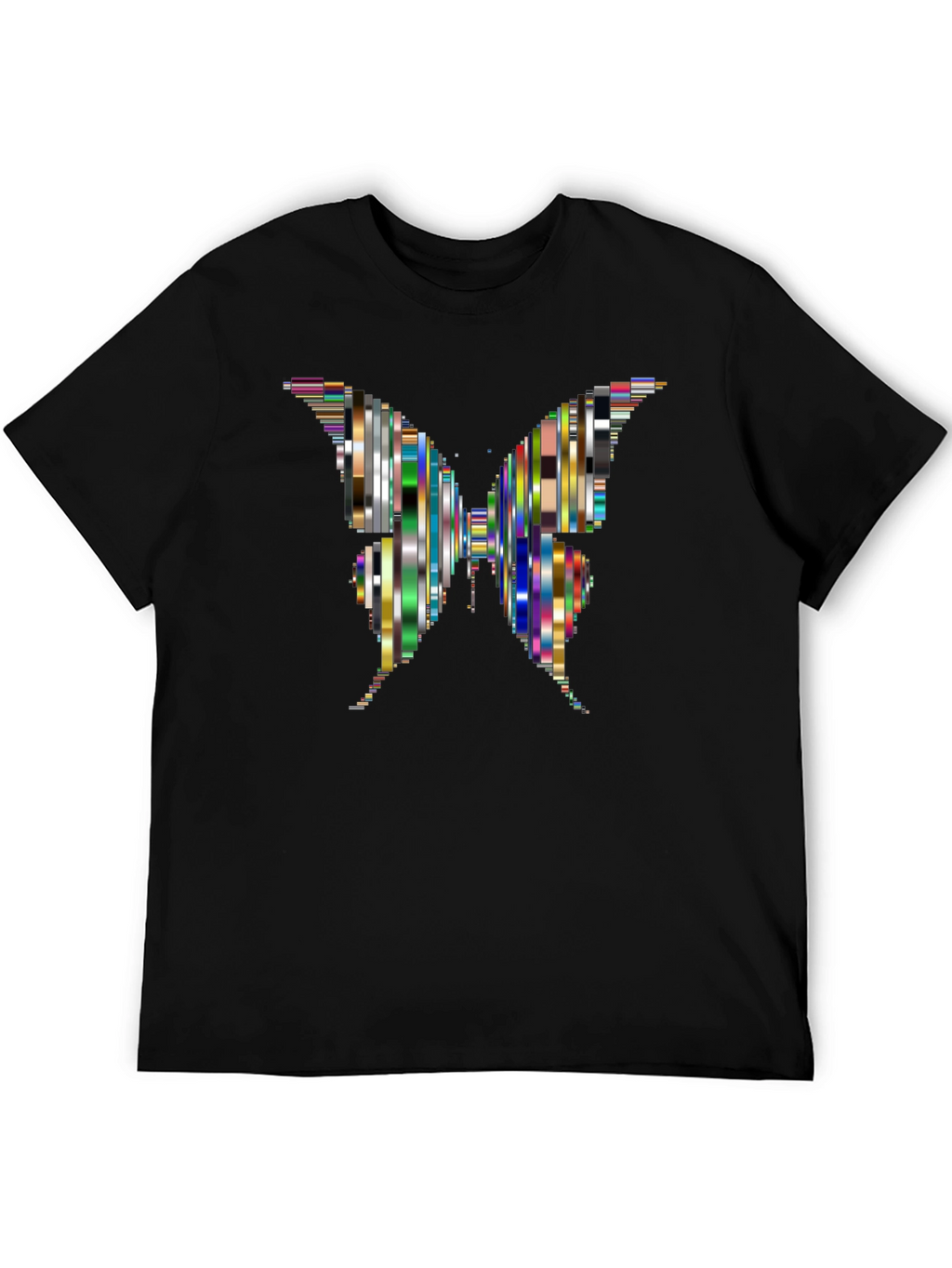 Abstract Butterfly Graphic Black T-Shirt