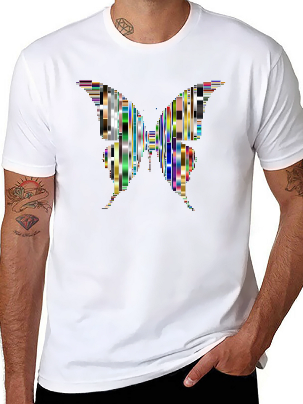 Abstract Butterfly Graphic Black T-Shirt