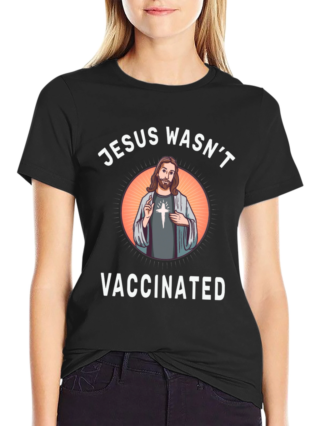 Jesus Wasnt Vaccinated Black T-Shirt