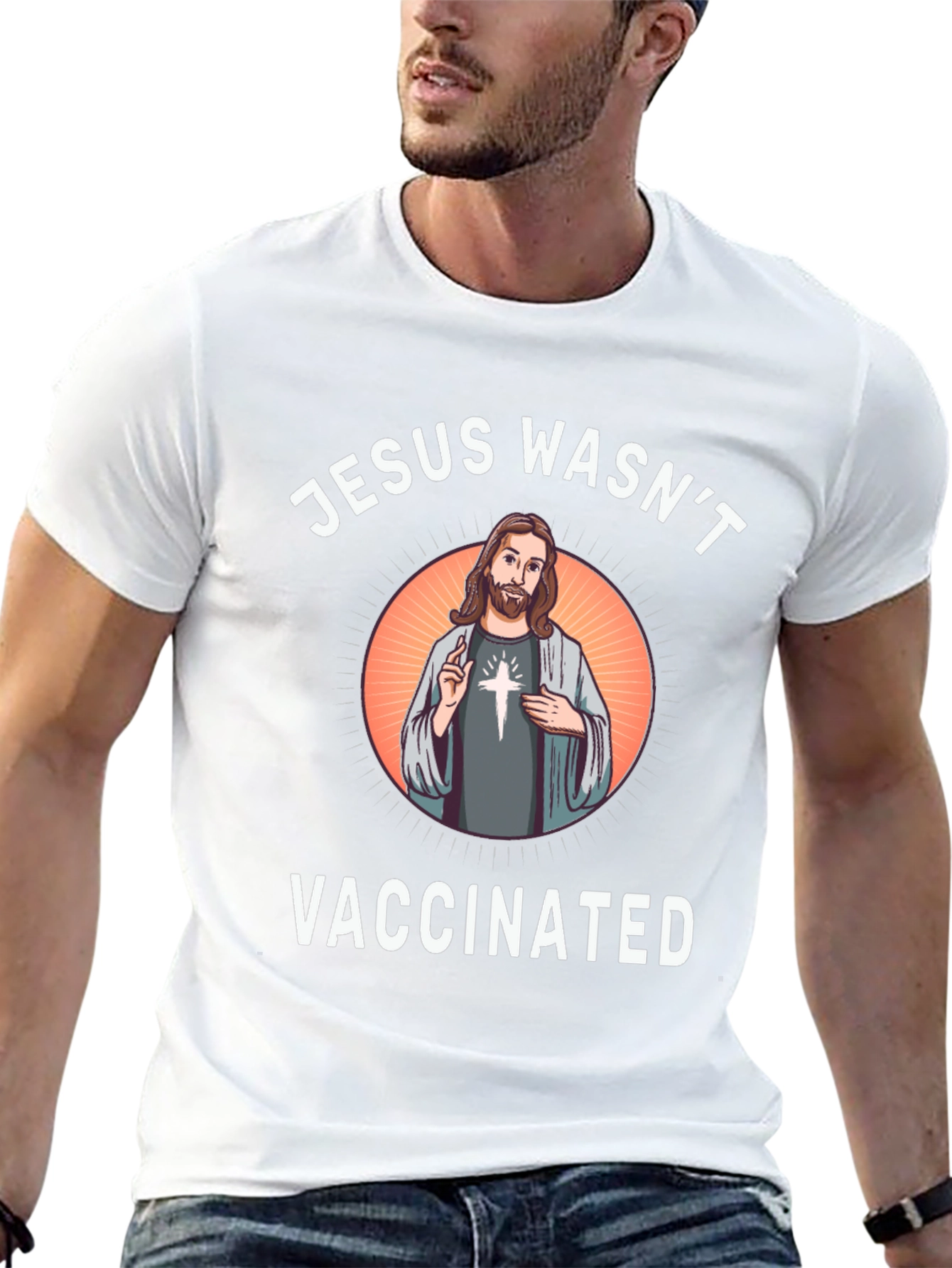 Jesus Wasnt Vaccinated Black T-Shirt