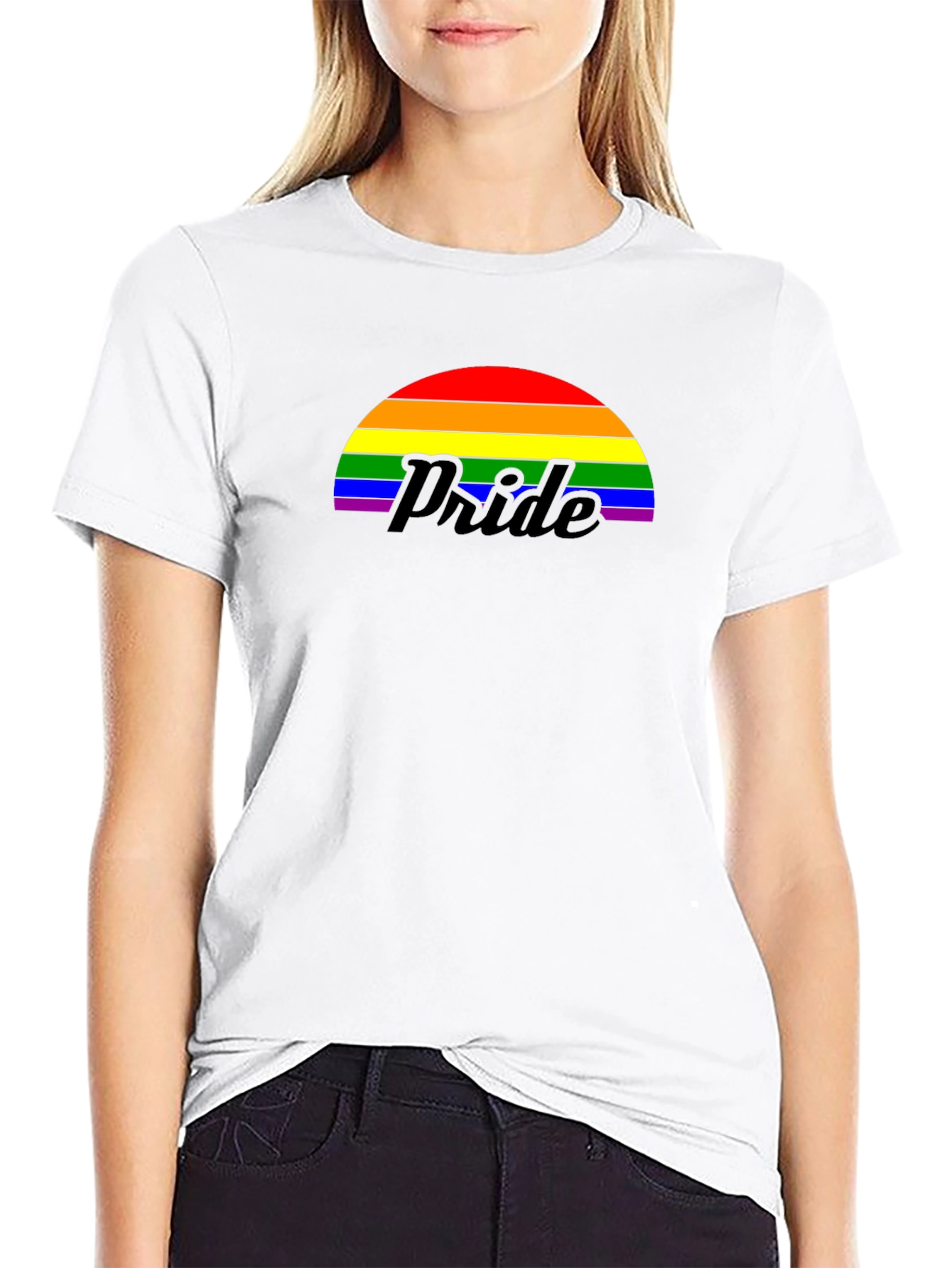 Pride Rainbow Graphic Tee - Black