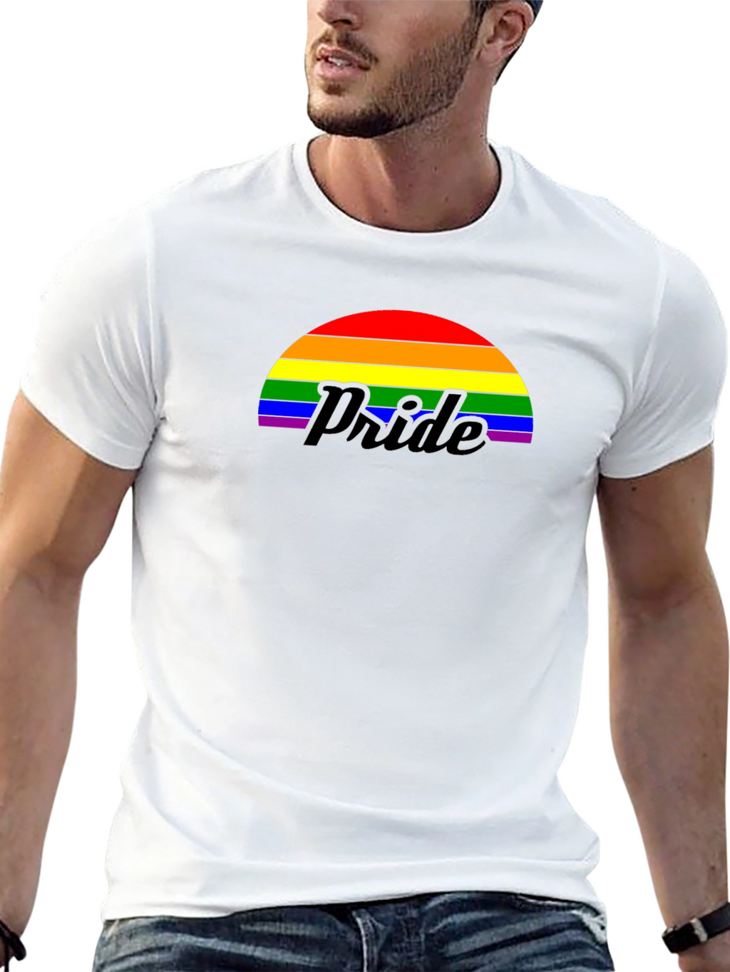 Pride Rainbow Graphic Tee - Black