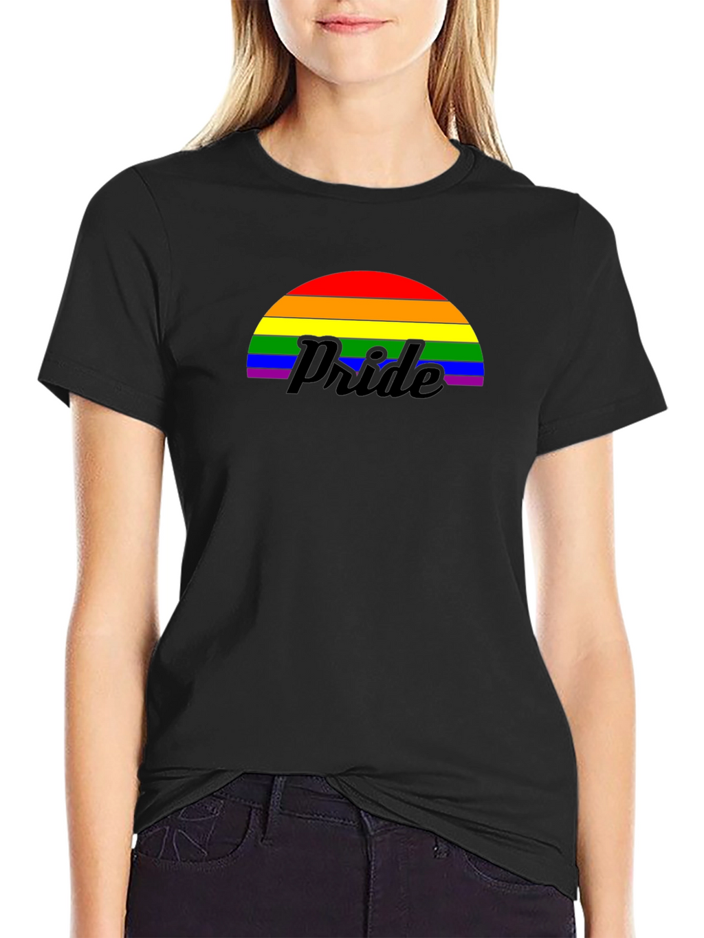 Pride Rainbow Graphic Tee - Black