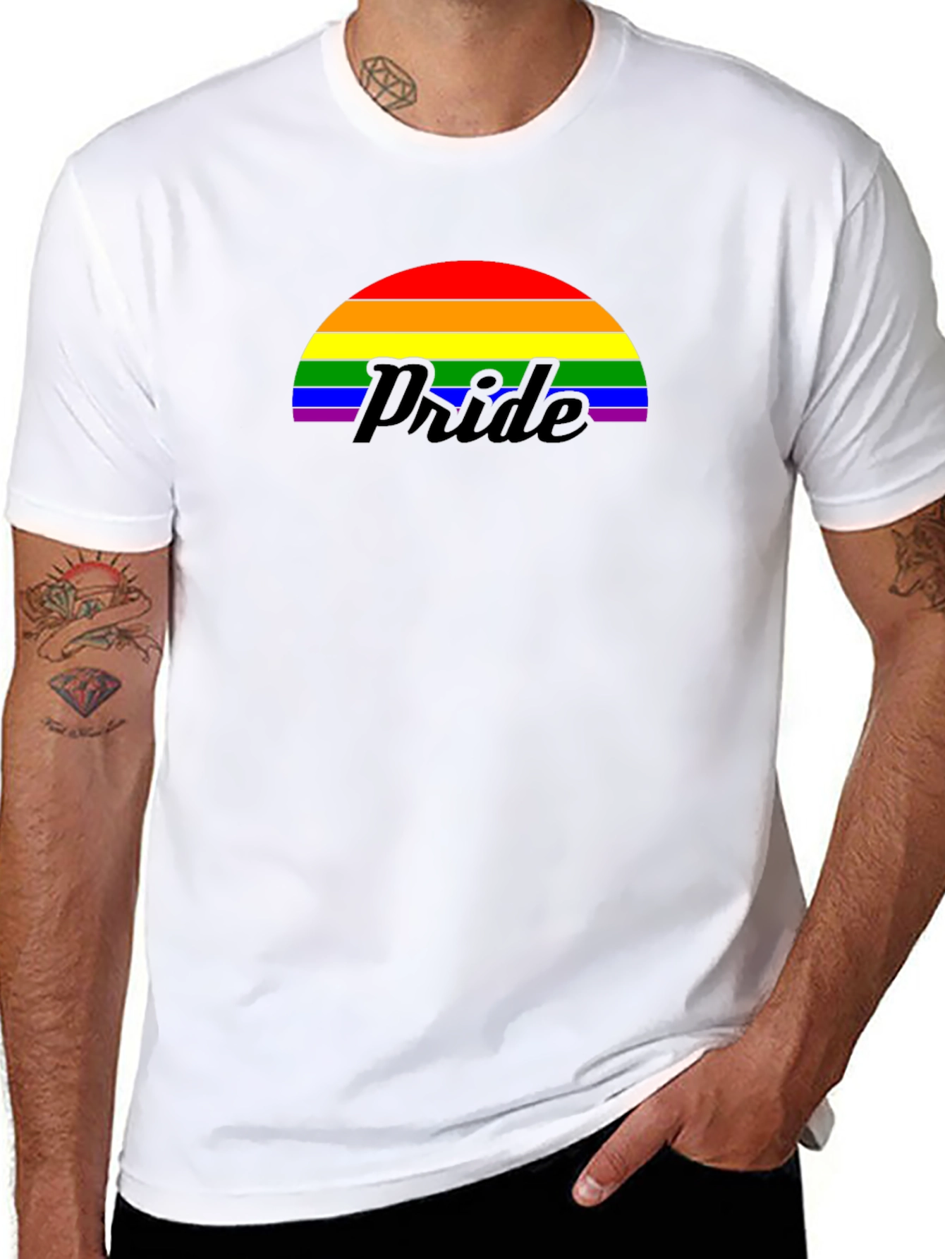 Pride Rainbow Graphic Tee - Black