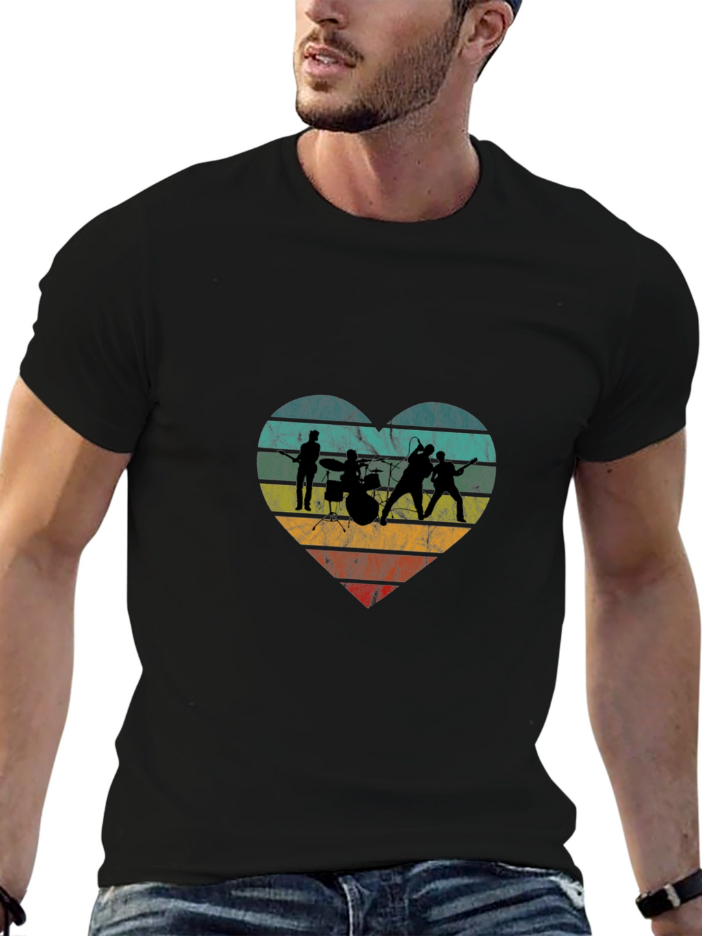Band Heart Graphic Tee - Rock Music Fan T-Shirt