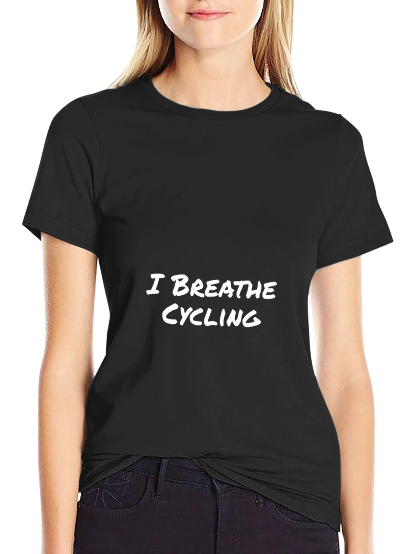 I Breathe Cycling Graphic Tee - Black Short Sleeve