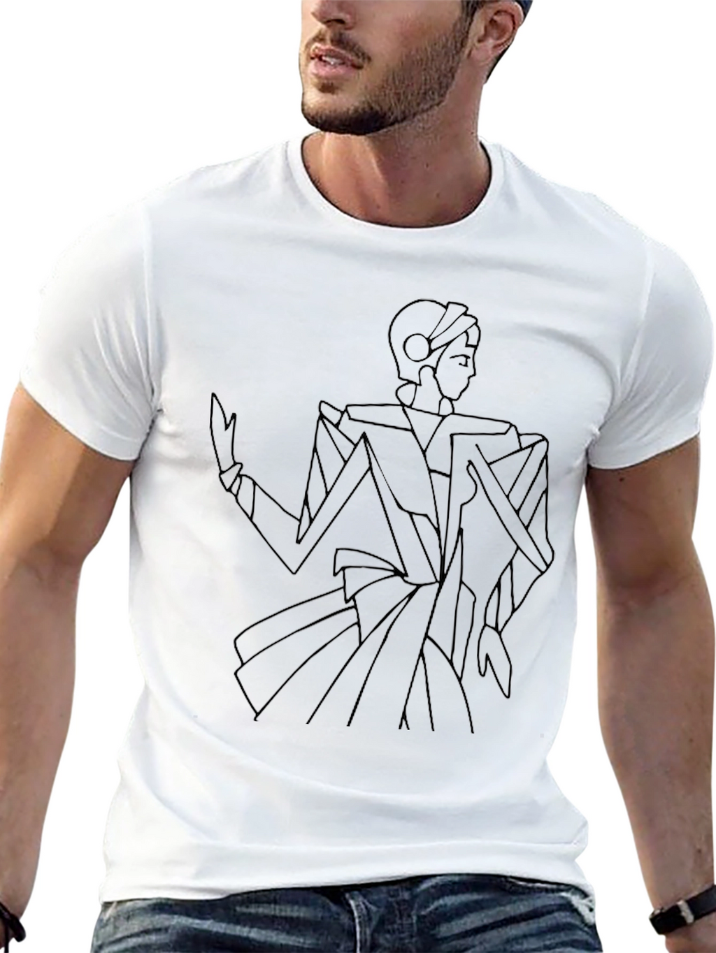 Geometric Figure Graphic Black Tee