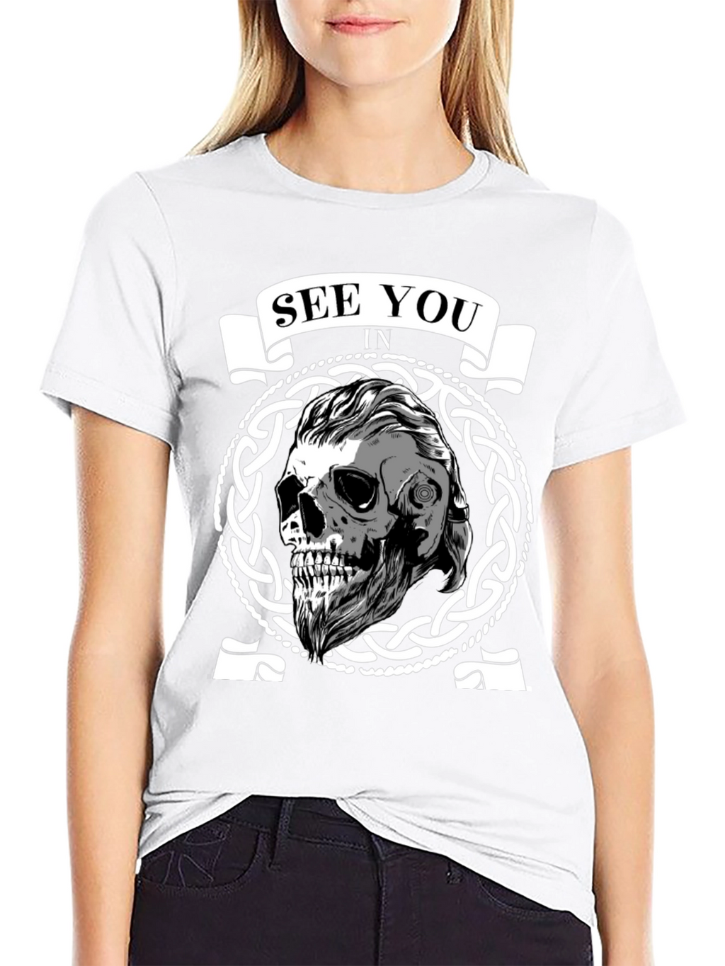 See You In Valhalla Viking Skull Graphic Tee