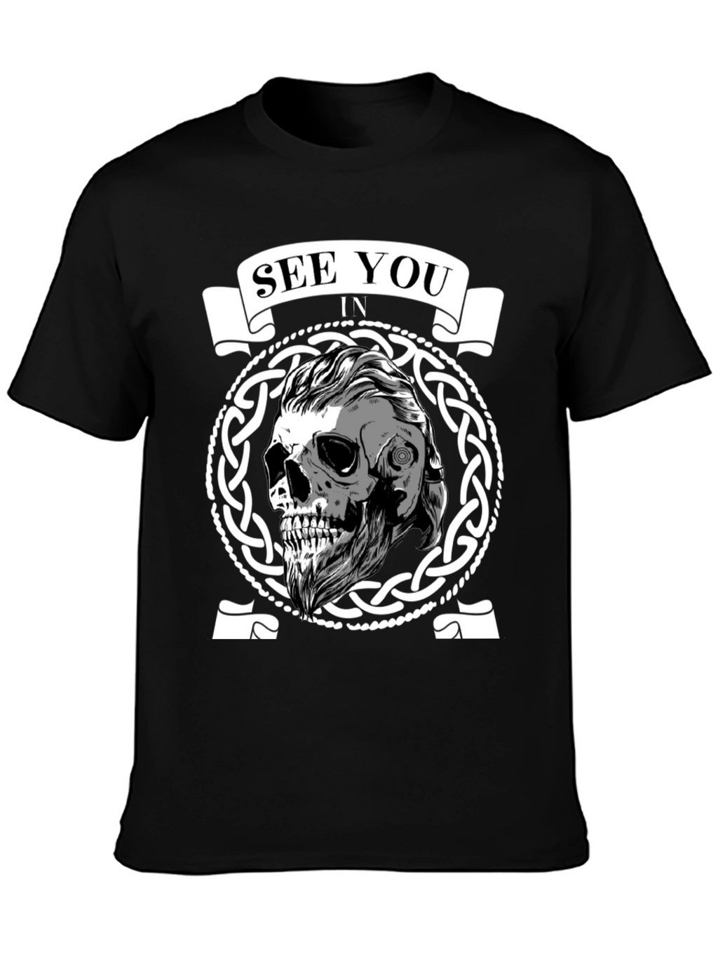 See You In Valhalla Viking Skull Graphic Tee