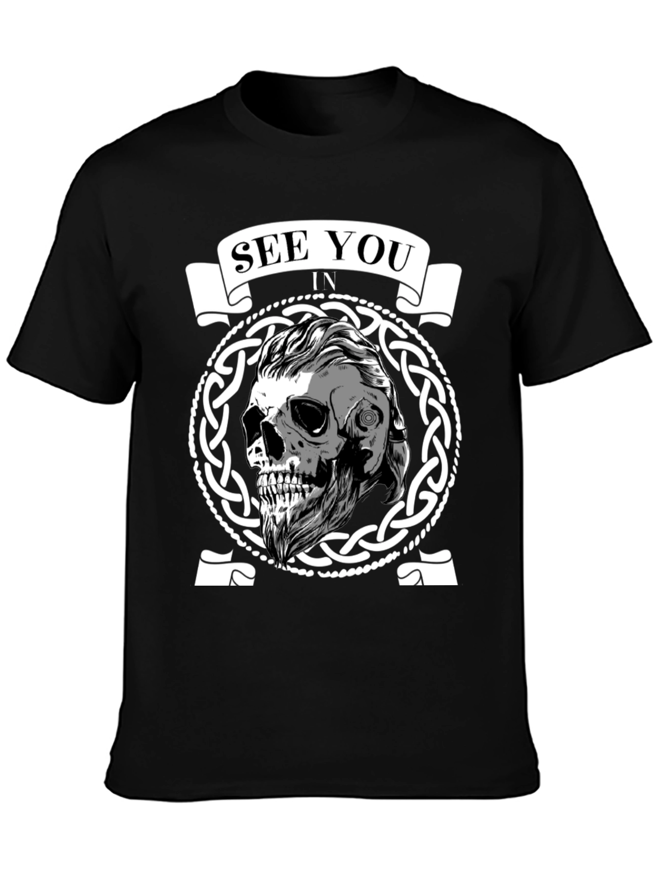 See You In Valhalla Viking Skull Graphic Tee