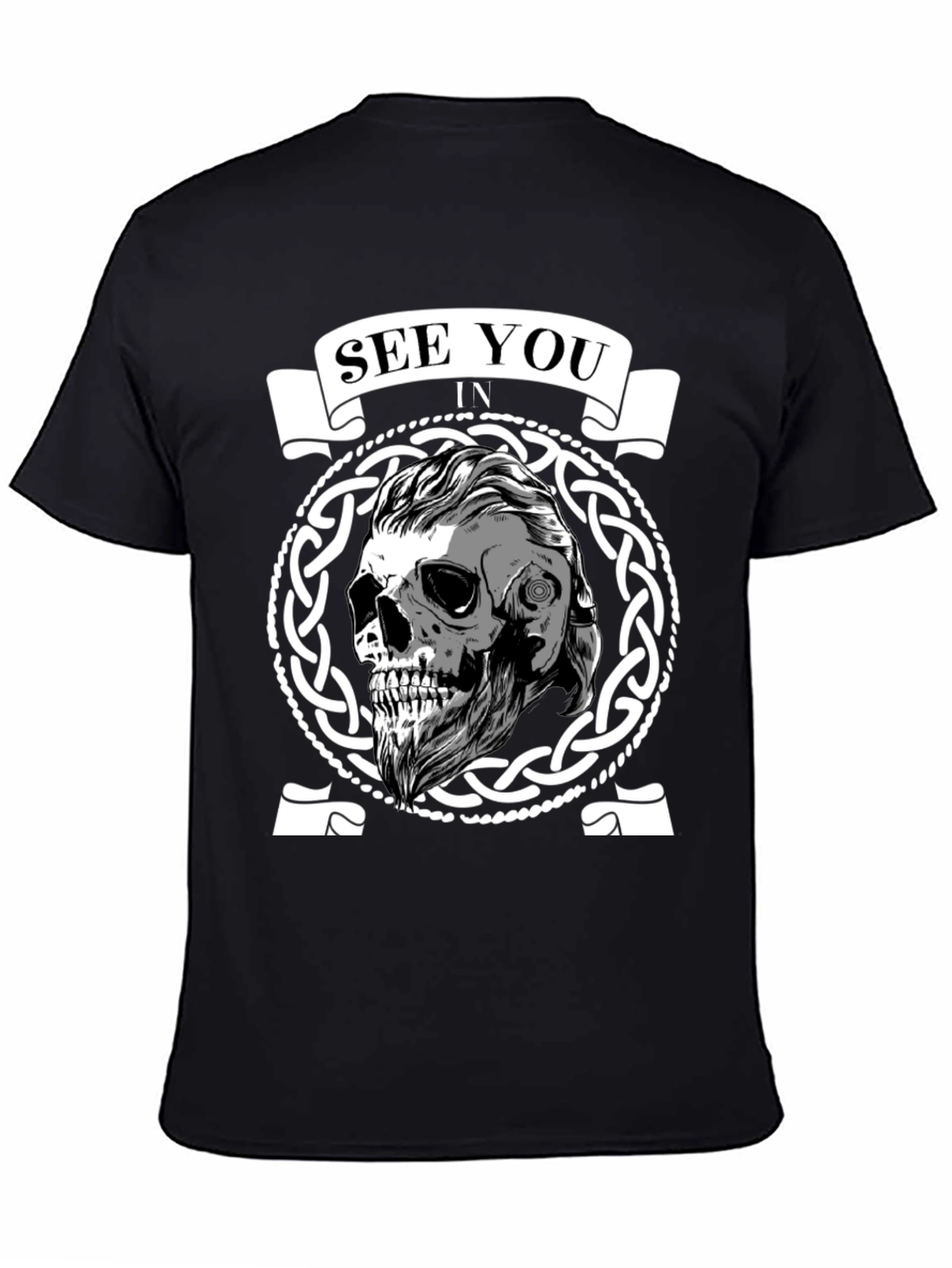 See You In Valhalla Viking Skull Graphic Tee