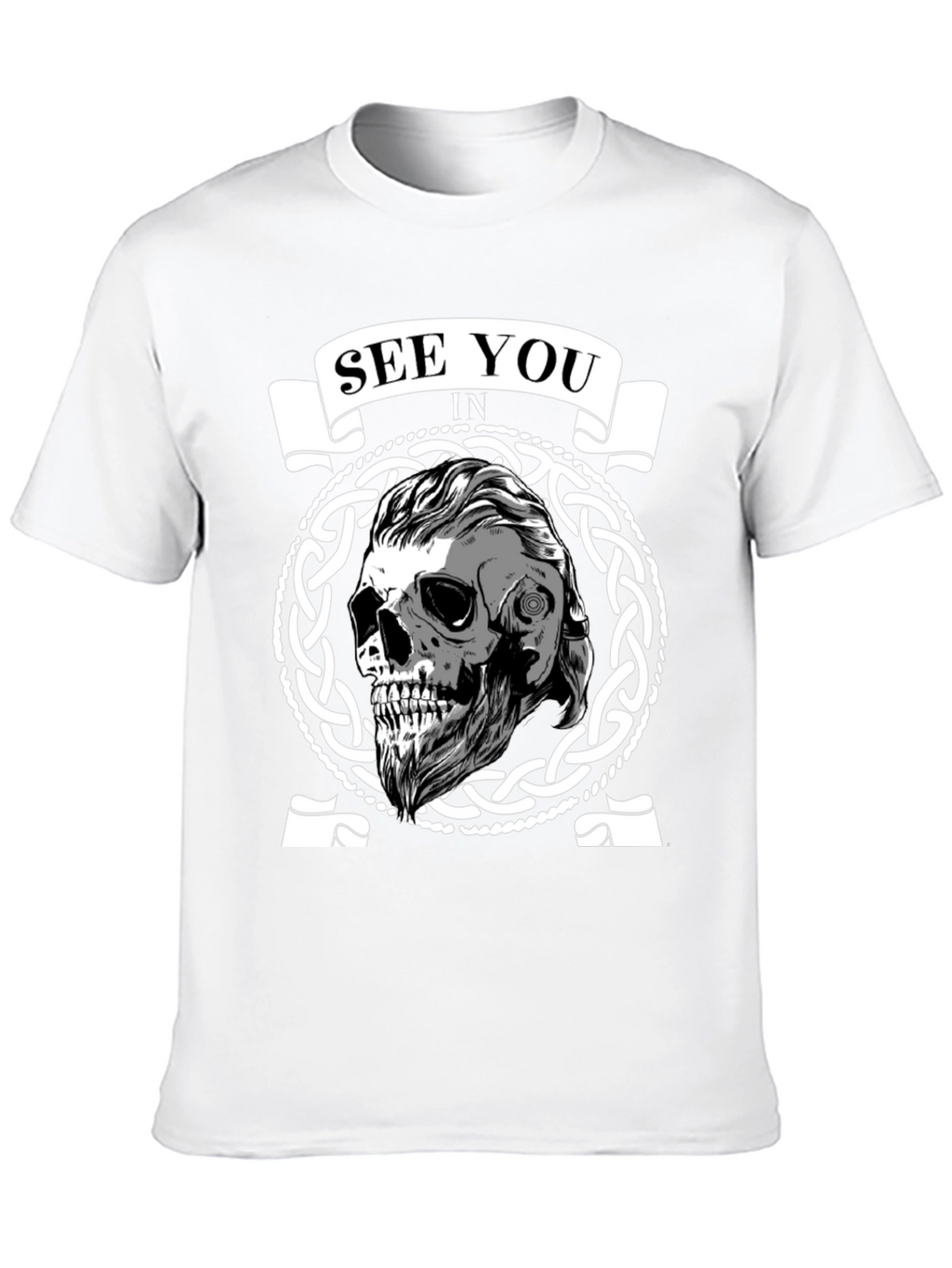 See You In Valhalla Viking Skull Graphic Tee