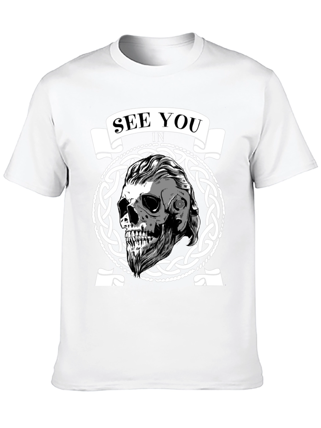 See You In Valhalla Viking Skull Graphic Tee