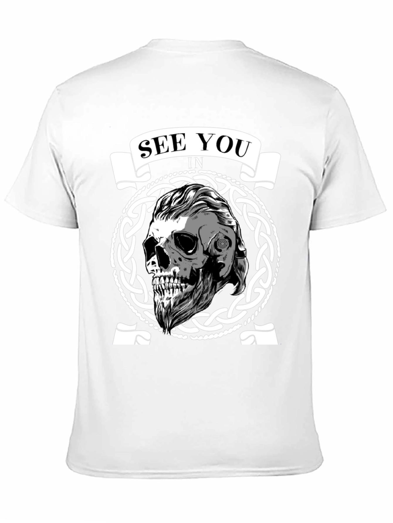 See You In Valhalla Viking Skull Graphic Tee