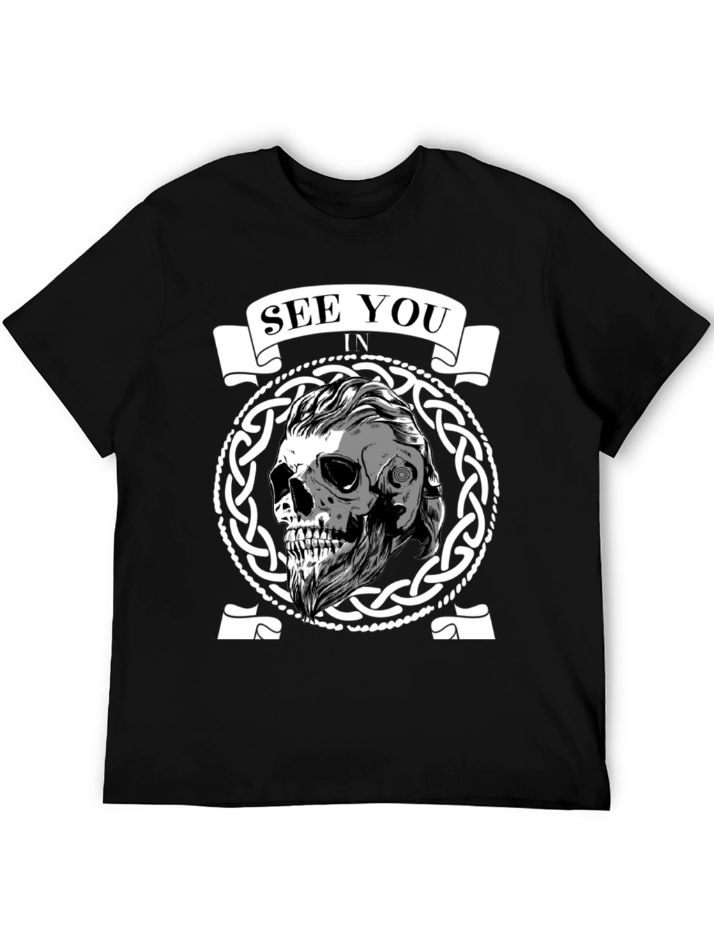 See You In Valhalla Viking Skull Graphic Tee