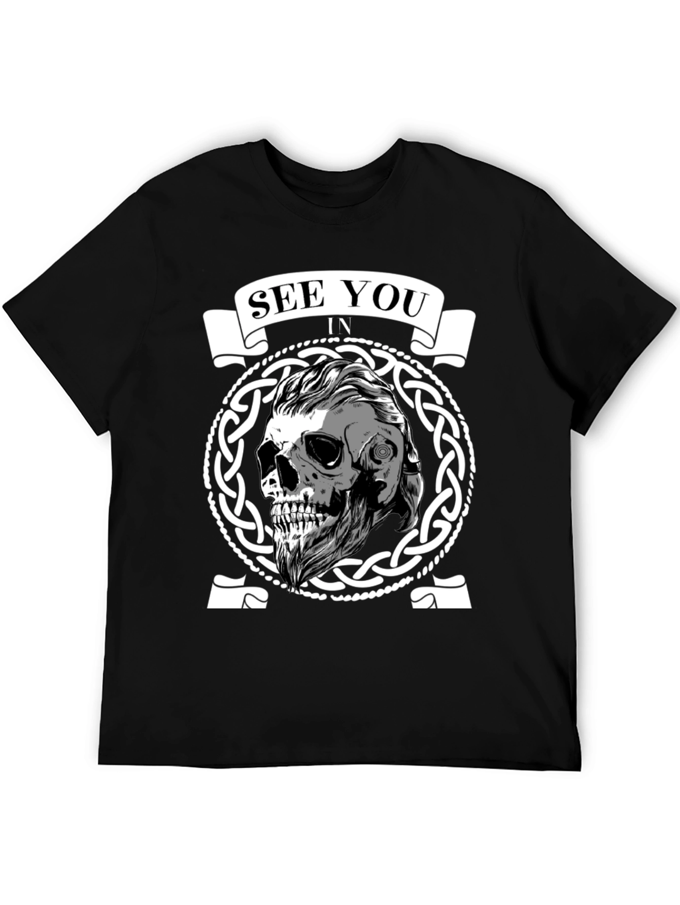 See You In Valhalla Viking Skull Graphic Tee