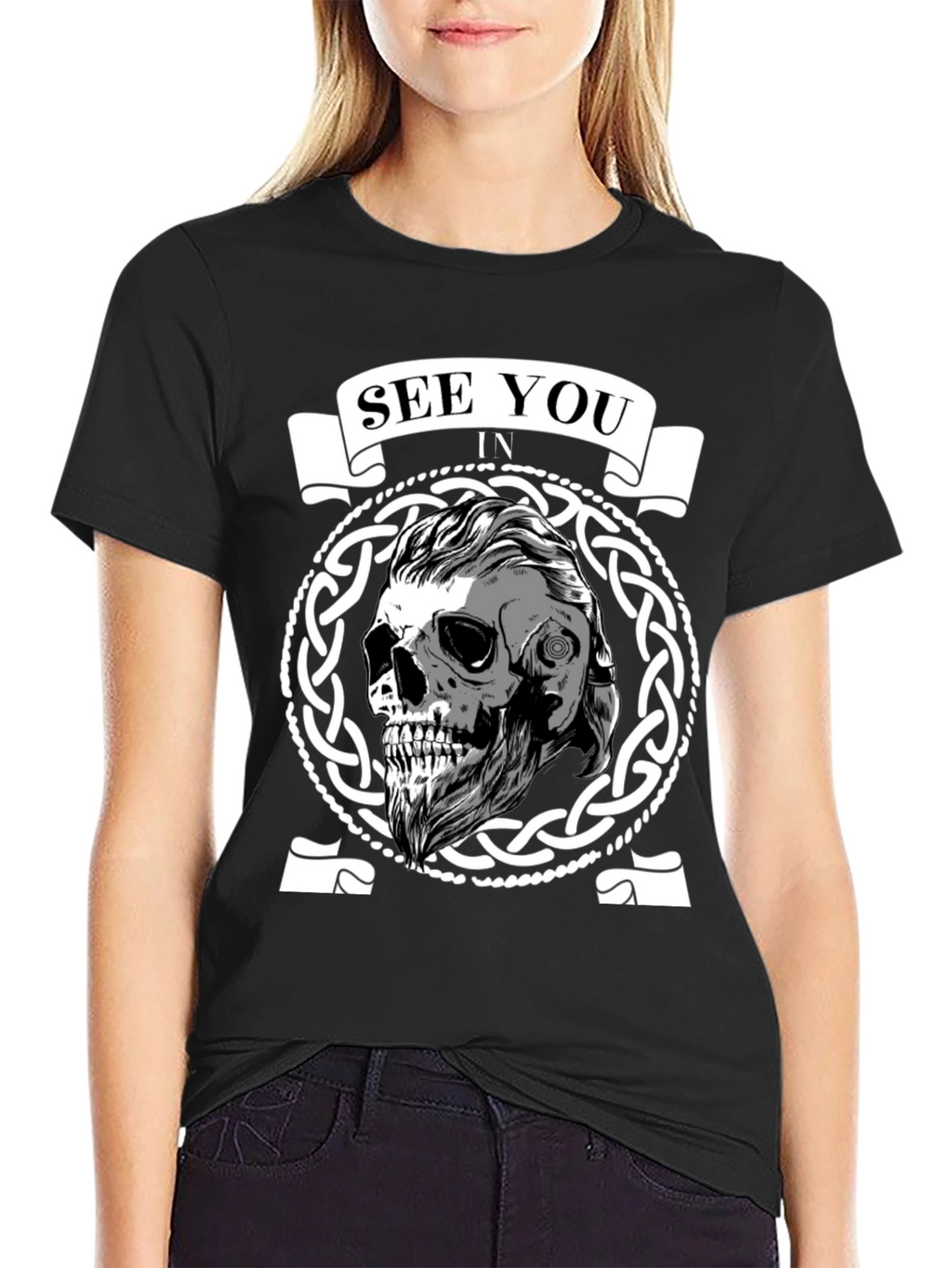 See You In Valhalla Viking Skull Graphic Tee