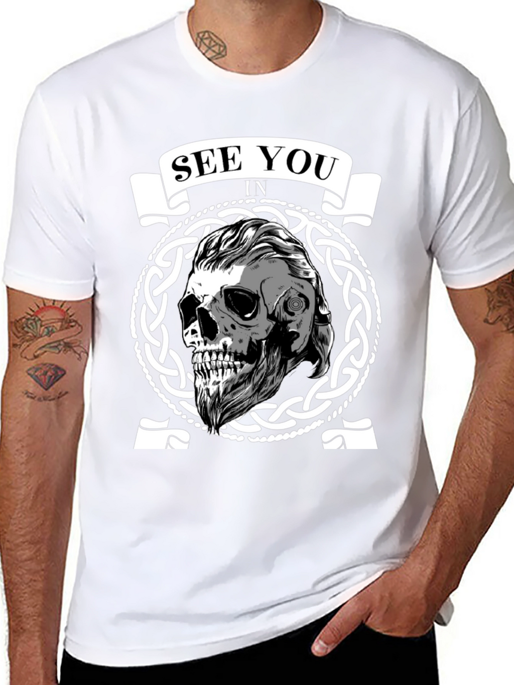 See You In Valhalla Viking Skull Graphic Tee