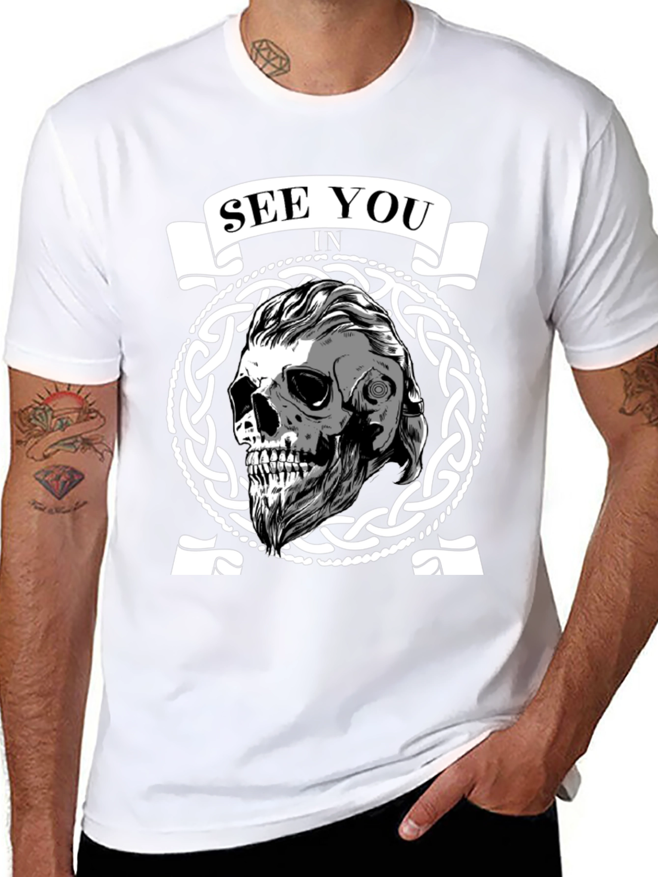 See You In Valhalla Viking Skull Graphic Tee