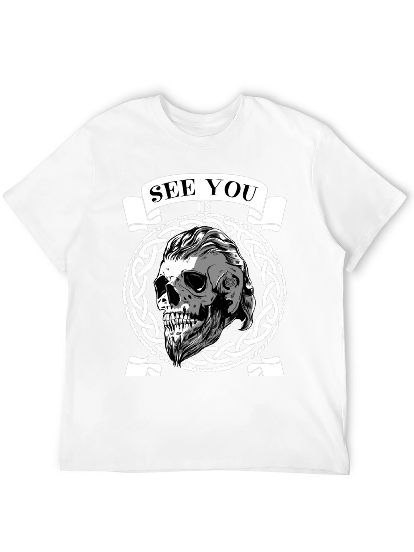 See You In Valhalla Viking Skull Graphic Tee