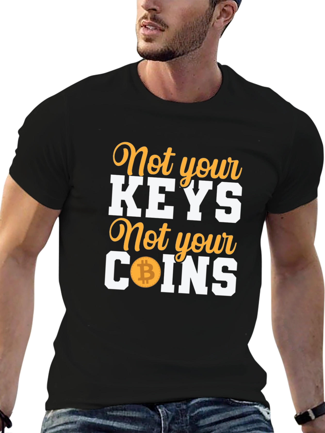 Not Your Keys Not Your Coins Bitcoin Crypto Black T-Shirt